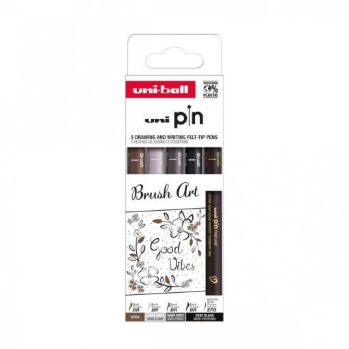 Set 5x Liner, varf pensula + varf extra fin, UNI PIN-200, pe baza de apa (Copy 1)