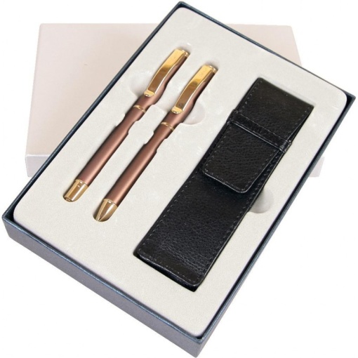 Set cadou stilou + pix + etui Cresco Exclusive bronz