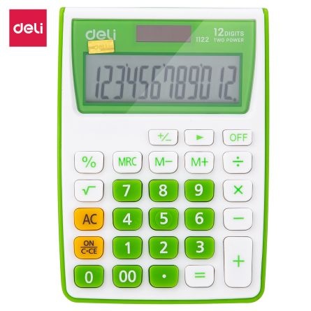 Calculator Buzunar 12 Dib Alb-Verde Deli