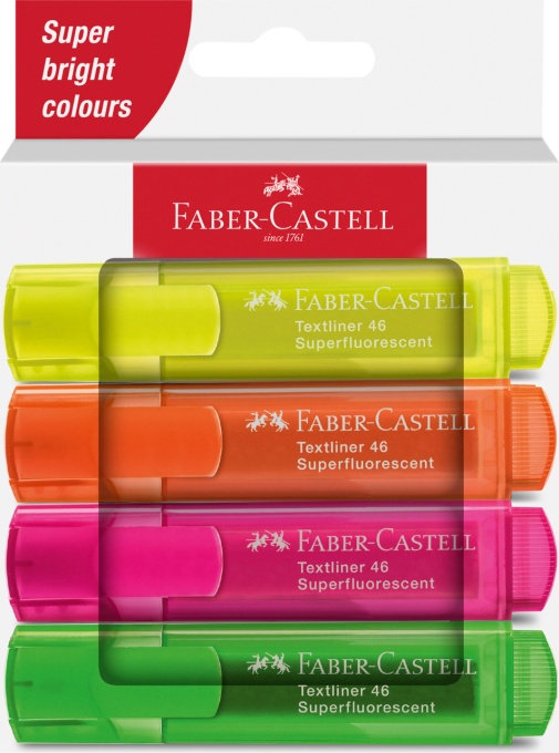 Textmarker Set 4 Carton Superfluroscent 1546 2024 Faber-Castell