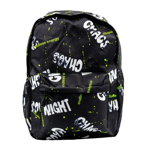 Ghiozdan Negru-Verde CNX NIGHT, 1 compartiment, 3 buzunare