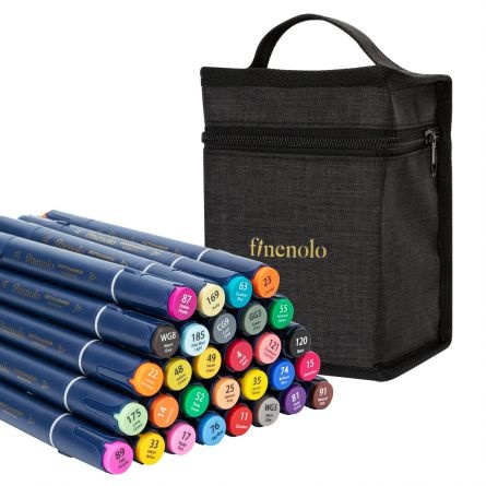 Set 30 Markere Sketching Vârf Dublu Rotund/Tesit Husa Textil Deli