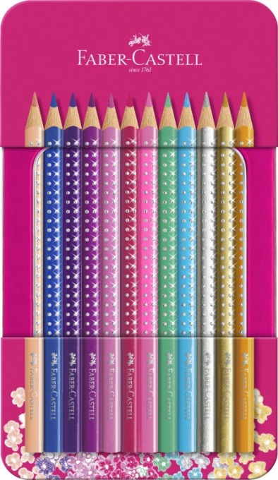 Set Cadou 12 Creioane Colorate Sparkle Faber-Castell