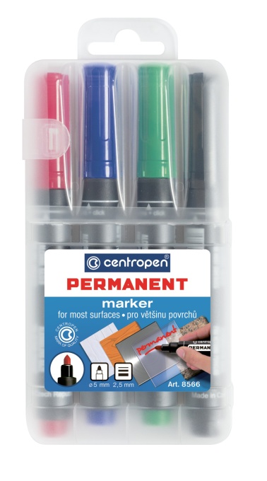 Marker Permanent 4/Set Varf Rotund 2.5mm 8556 Centropen