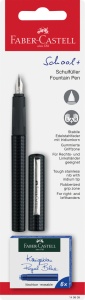 Blister Stilou Scolar Negru + 6 Cartuse Faber-Castell