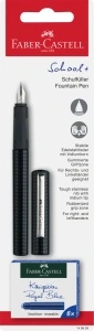 Blister Stilou Scolar Negru + 6 Cartuse Faber-Castell