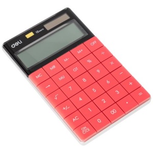 Calculator Birou 12 Dig Modern Roșu Deli - Img 2