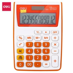 Calculator Buzunar 12 Dib Alb-Portocaliu Deli