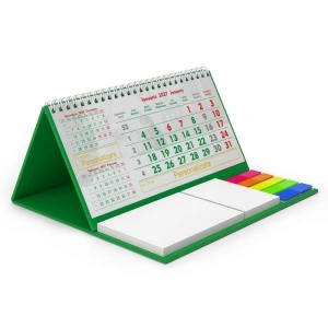 Calendar de birou cu notite repozitionabile DM202 Triptic, Verde