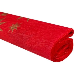 Hartie creponata Colorarte, 50x200cm, rosu cu stele aurii, set 10 role - Img 2