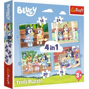 Puzzle carton 4in1 12, 15, 20, 24 piese Trefl Bluey, +3 ani