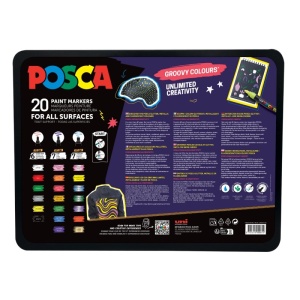 Set 20x Marker UNI Posca Groovy Colours, cutie metalica - Img 4