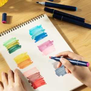 Set 40 Markere Sketching Varf Dublu Rotund/Tesit Husa Textil Deli - Img 2