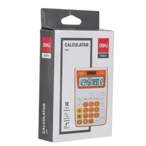 Calculator Buzunar 12 Dib Alb-Portocaliu Deli - Img 4