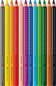 Creioane Colorate 12 Culori + Ascuțitoare Jumbo Grip Faber-Castell - Img 4