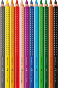 Creioane Colorate 12 Culori + Ascuțitoare Jumbo Grip Faber-Castell - Img 4