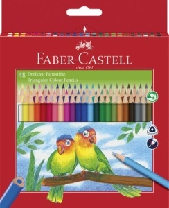 Creioane Colorate Triunghiulare 48 Culori + Ascuțitoare Eco Faber-Castell