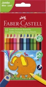 Creioane Colorate Triunghiulare Jumbo 12 Culori Faber-Castell
