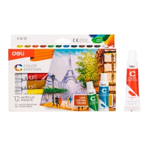 Culori Acrilice 12 Culori 12ml Deli - Img 1