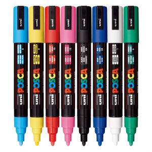 Marker UNI Posca PC-5M, varf rotund, 1.8-2.5mm, set 8 culori - Img 3