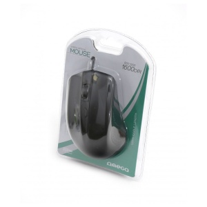 Mouse optic Omega, 1000 dpi, USB, cablu 1.25m, negru