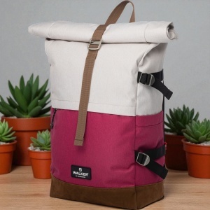 Rucsac Rollup Bicolor Crem Popcorn - Roz Magenta Walker - Img 1