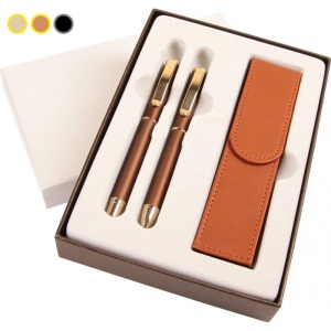 Set cadou stilou + pix + etui Cresco Exclusive maro