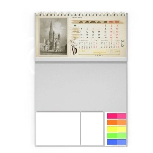 Calendar de birou cu notite repozitionabile DM202 Vintage 2, Argintiu - Img 3
