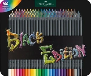 Creioane Colorate 100 Culori Black Edition Cutie Metal Faber-Castell