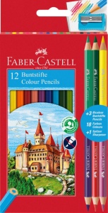 Creioane Colorate 12+3 Culori Eco Faber-Castell - Img 1