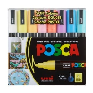 Marker UNI Posca PC-5M, varf rotund, 1.8-2.5mm, set 8 culori pastel - Img 1