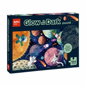 Puzzle Apli, Glow In The Dark, Sistemul Solar, 104 piese, 5x5 cm, - Img 1