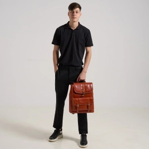 Rucsac Maro-Cognac Inchis Cu Clapa - Img 6