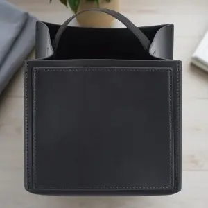 Suport Din Piele Naturala Neagra Pentru Servetele - Img 4