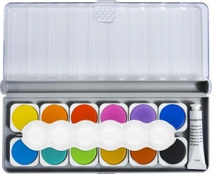 Acuarele 12 Culori Detasabile + Paleta + Tub Alb Eberhard Faber - Img 2
