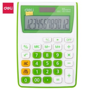 Calculator Buzunar 12 Dib Alb-Verde Deli