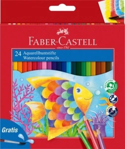 Creioane Colorate Acuarela 24buc + Pensula Faber-Castell