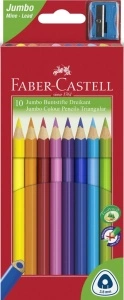 Creioane Colorate Jumbo 10 Culori + Ascutitoare Faber-Castell