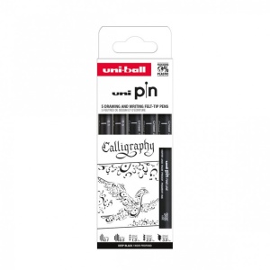 Set 5x Liner, varf 0.1-0.5mm + tesit 1.0-3.0mm, UNI PIN-200, pe baza de apa