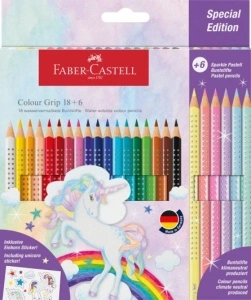 Set Promo Creioane Colorate 18+6 Culori Grip 2001 Unicorn Faber-Castell