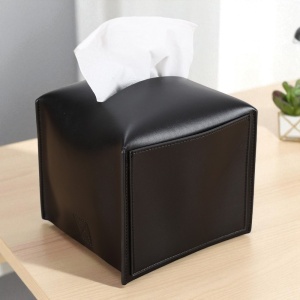 Suport Din Piele Naturala Neagra Pentru Servetele
