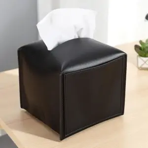 Suport Din Piele Naturala Neagra Pentru Servetele
