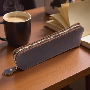 Toc Maro-Cafea Din Piele Naturala Pentru Stilouri