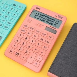 Calculator Birou 12 Dig Roz Pastel Deli - Img 5