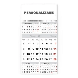 Calendar de perete TRIPTIC CLASIC 3 Argintiu