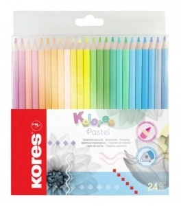 Creioane Colorate 24 Culori Pastel Triunghiulare Kores