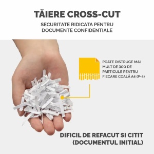 Distrugator documente Fellowes LX85, cross cut, 12 coli, negru - Img 5