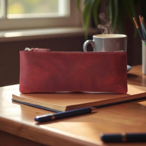 Etui Rosu Piele Naturala