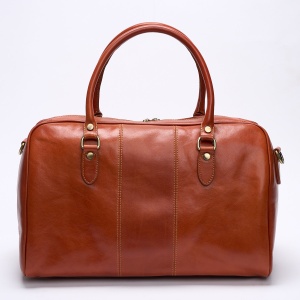 Geanta Bowling Piele Naturala Maro-Cognac