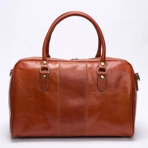 Geanta Bowling Piele Naturala Maro-Cognac